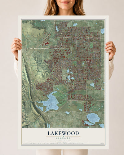 Map of Lakewood, Colorado, 24 x 36 inch unframed archival matte print