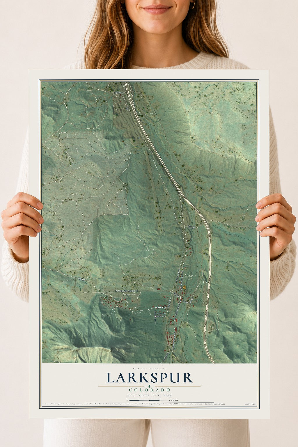 Map of Larkspur, Colorado, 18 x 24 inch unframed archival matte print