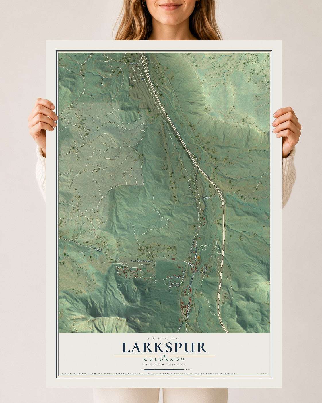 Map of Larkspur, Colorado, 24 x 36 inch unframed archival matte print