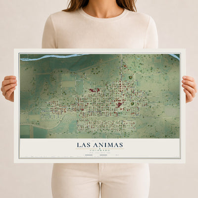 Map of Las Animas, Colorado, 12 x 18 inch unframed archival matte print