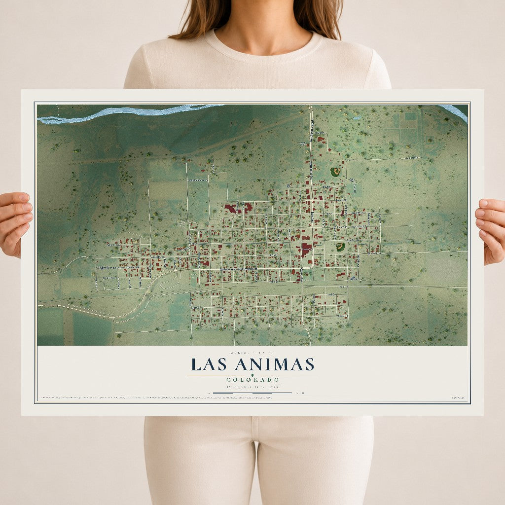 Map of Las Animas, Colorado, 18 x 24 inch unframed archival matte print
