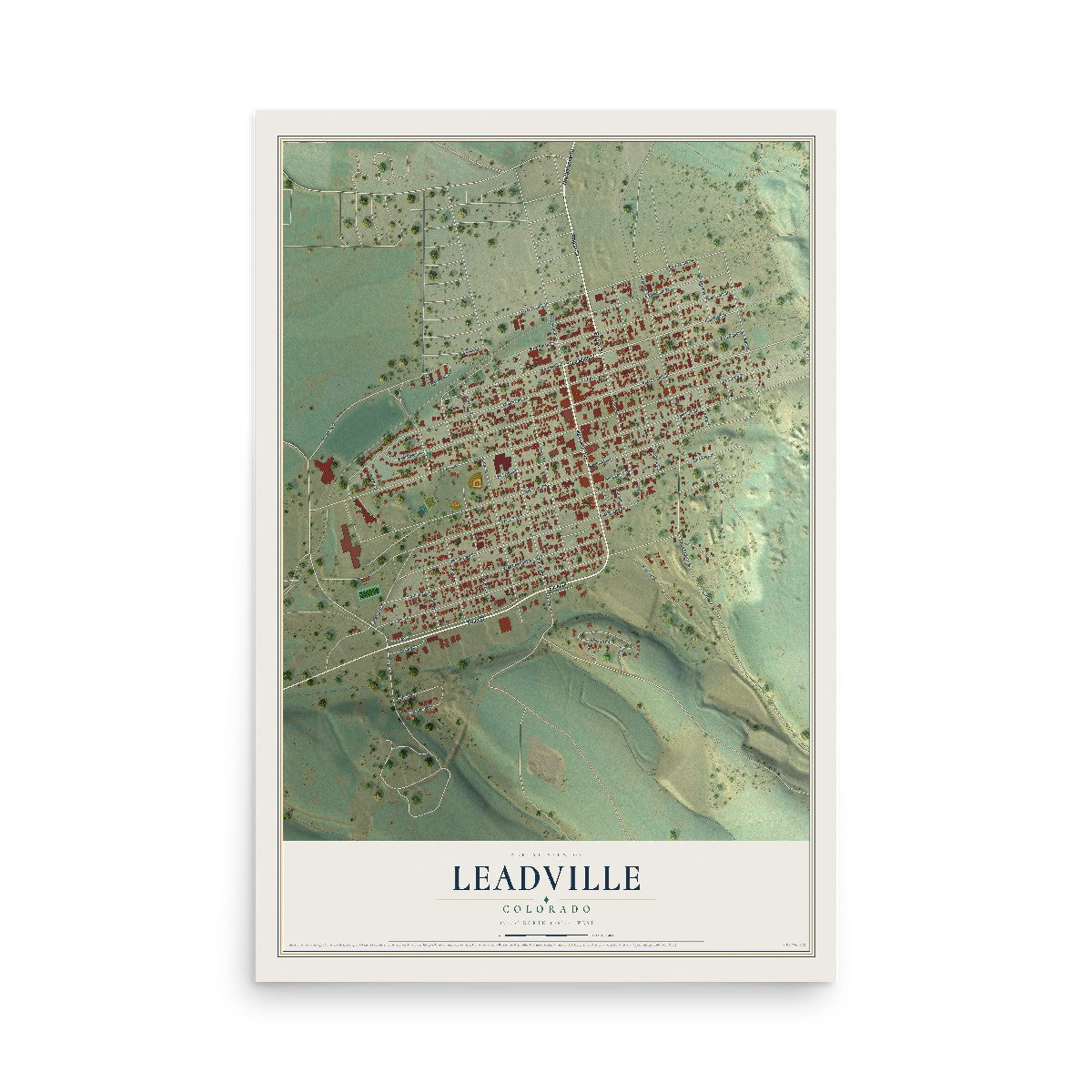Map of Leadville, Colorado, 12 x 18 inch unframed archival matte print