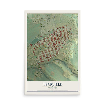 Map of Leadville, Colorado, 12 x 18 inch unframed archival matte print