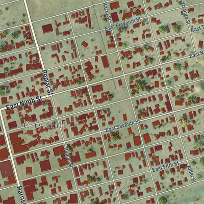 Close-up of the map of Leadville, Colorado print showing street and building detail