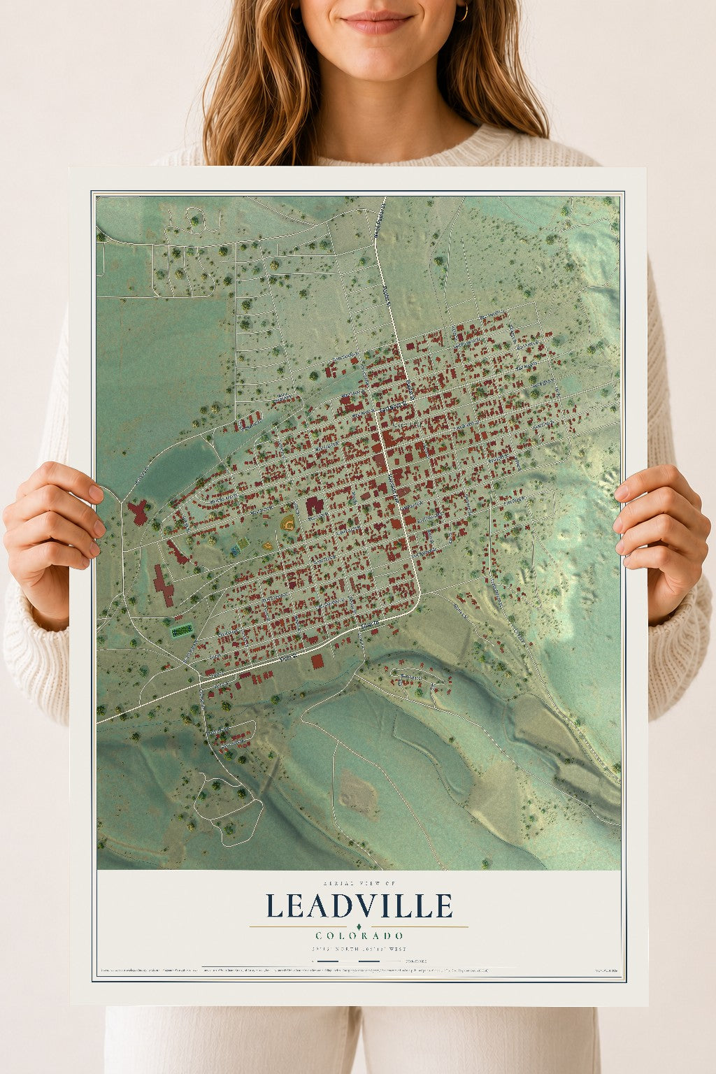 Map of Leadville, Colorado, 18 x 24 inch unframed archival matte print