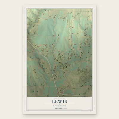 Lewis, Colorado map print, the full design