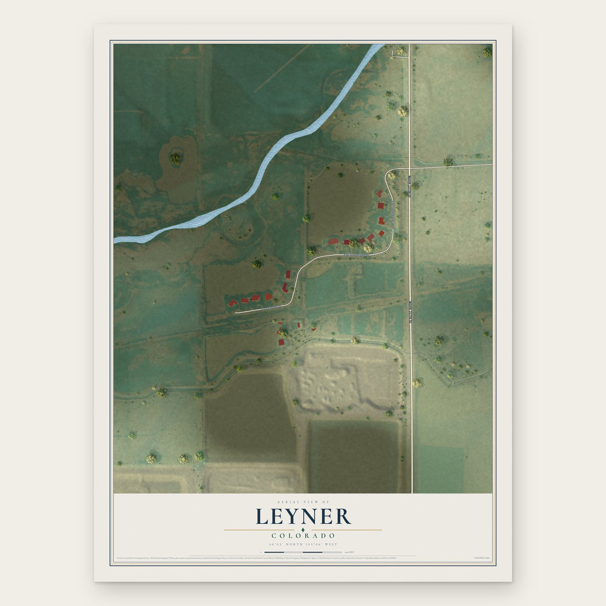 Leyner, Colorado map print, the full design