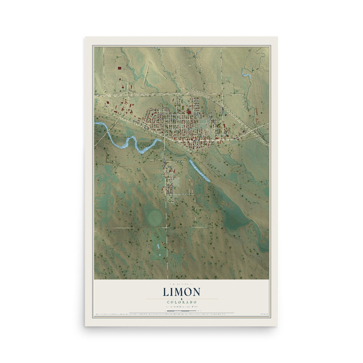 Map of Limon, Colorado, 12 x 18 inch unframed archival matte print