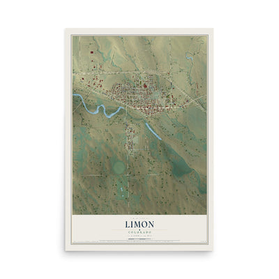 Map of Limon, Colorado, 12 x 18 inch unframed archival matte print
