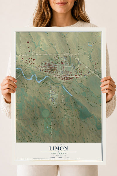 Map of Limon, Colorado, 18 x 24 inch unframed archival matte print