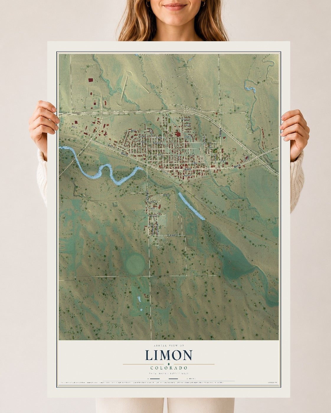 Map of Limon, Colorado, 24 x 36 inch unframed archival matte print