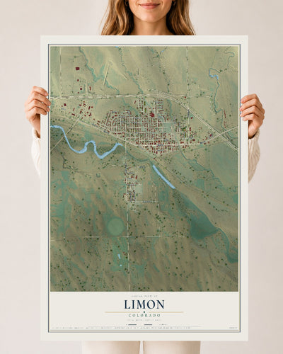Map of Limon, Colorado, 24 x 36 inch unframed archival matte print