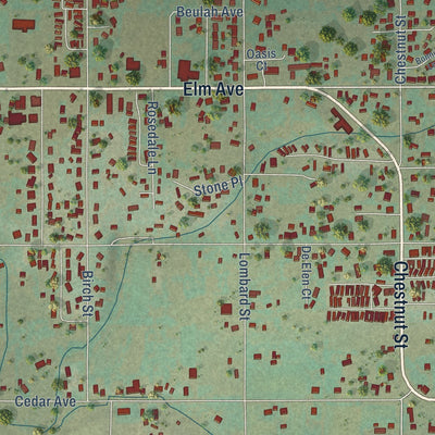 Close-up of the map of Lincoln Park, Colorado print showing street and building detail