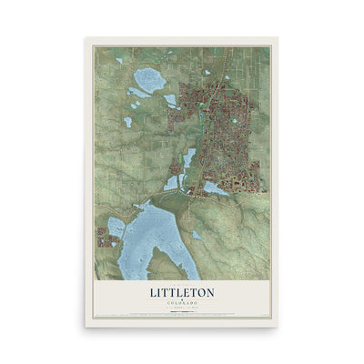 Map of Littleton, Colorado, 12 x 18 inch unframed archival matte print