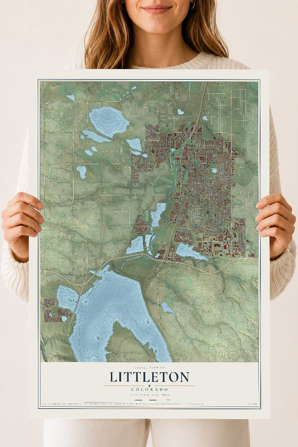 Map of Littleton, Colorado, 18 x 24 inch unframed archival matte print