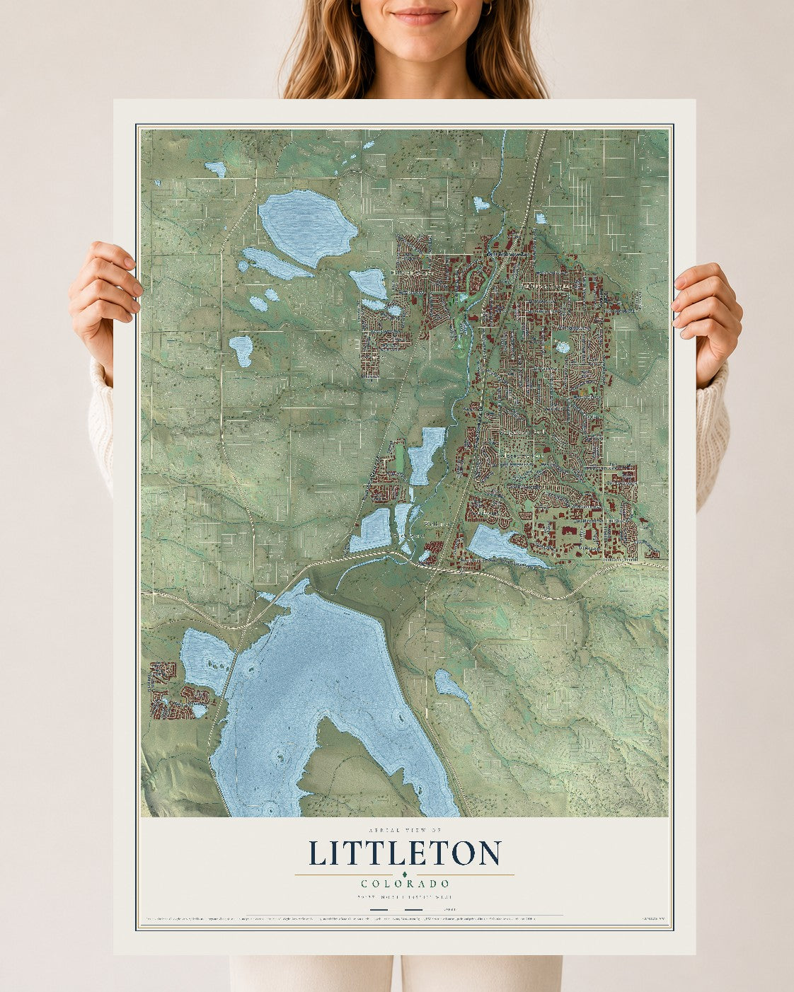 Map of Littleton, Colorado, 24 x 36 inch unframed archival matte print