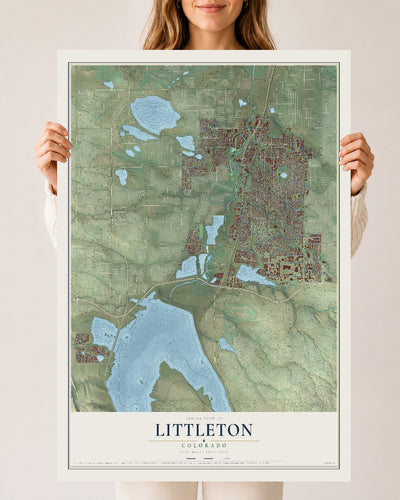Map of Littleton, Colorado, 24 x 36 inch unframed archival matte print