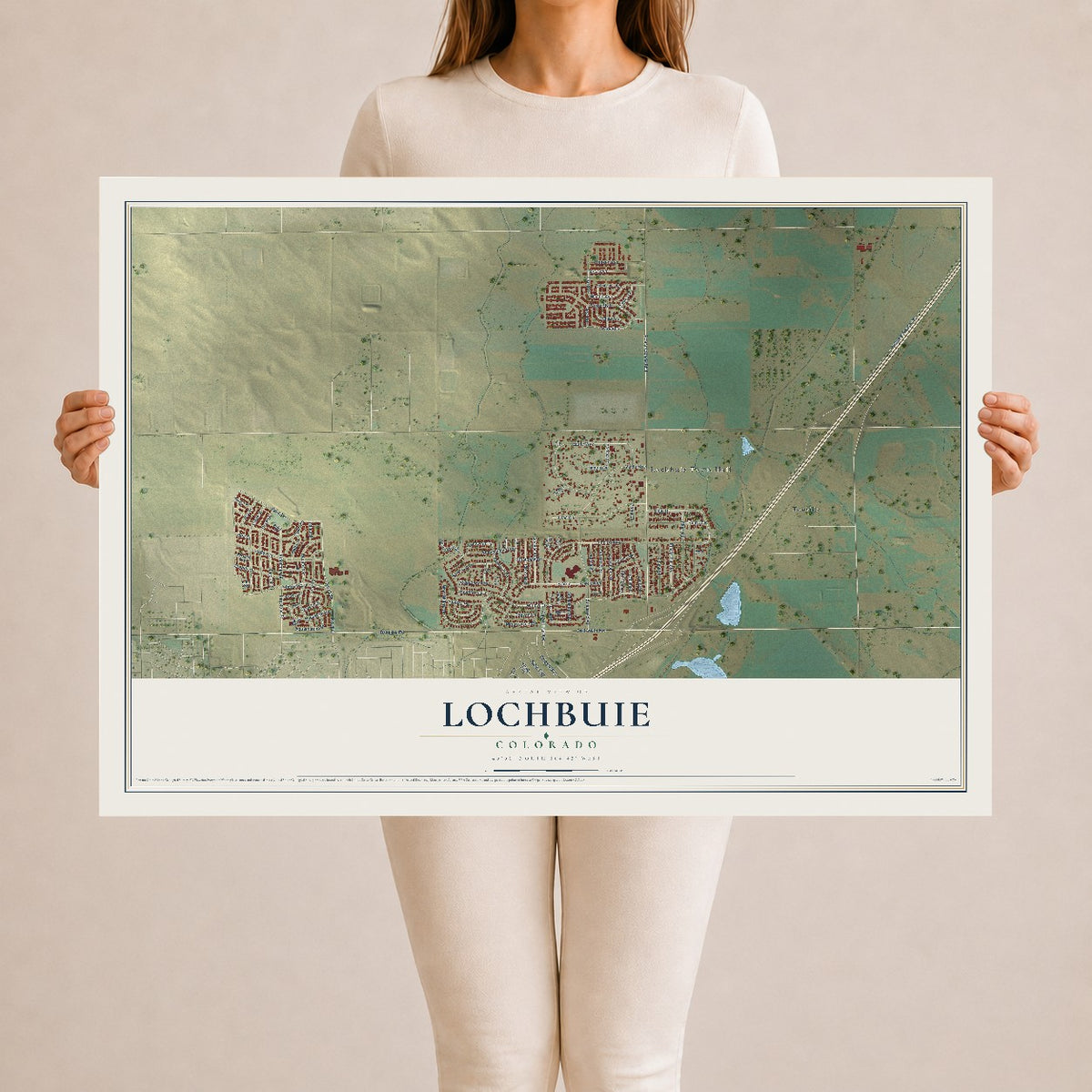 Map of Lochbuie, Colorado, 24 x 36 inch unframed archival matte print