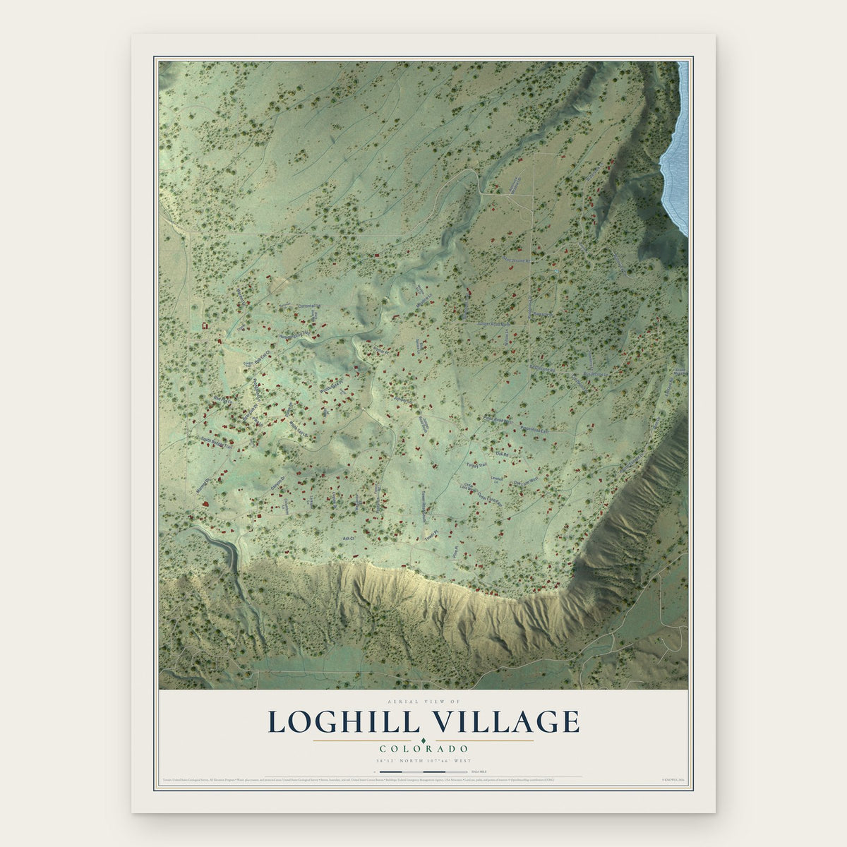 Loghill Village, Colorado map print, the full design
