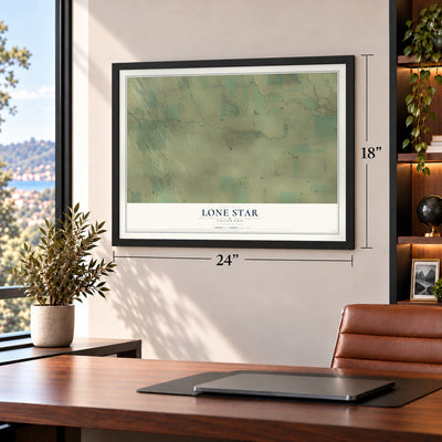 Lone Star, Colorado map, 18 x 24 inch print in a black frame in a home office