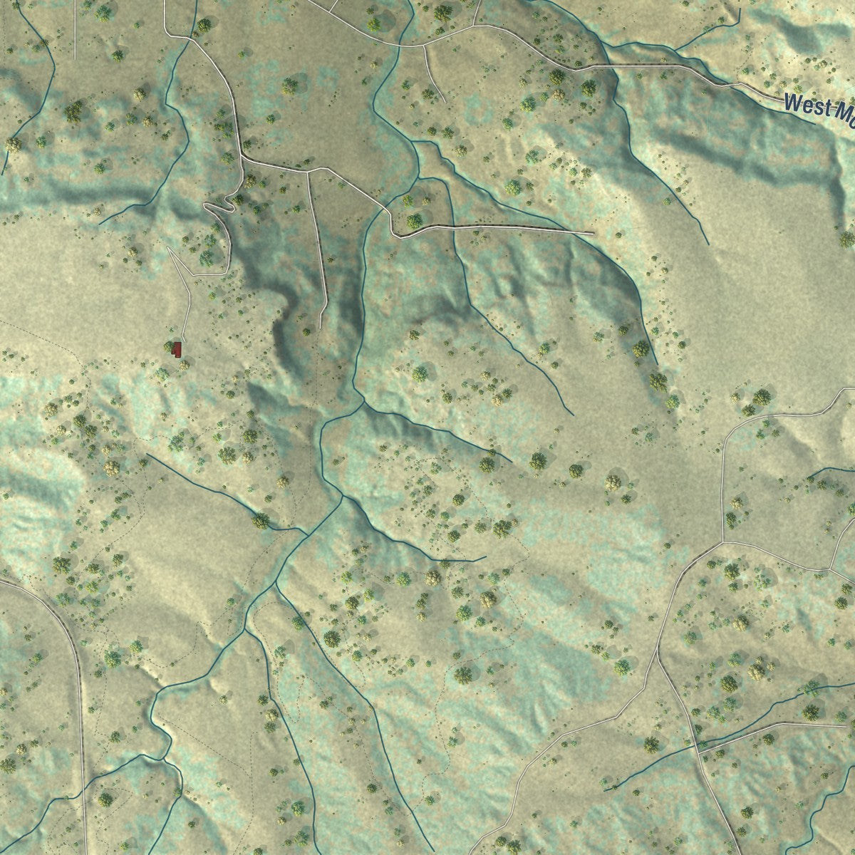 Second close-up of the map of Lone Tree, Colorado print showing more streets and buildings