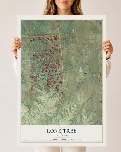 Map of Lone Tree, Colorado, 24 x 36 inch unframed archival matte print