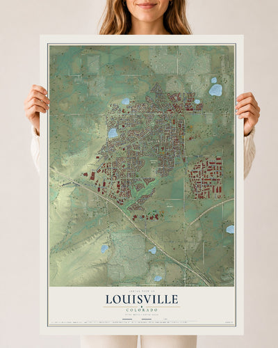 Map of Louisville, Colorado, 24 x 36 inch unframed archival matte print