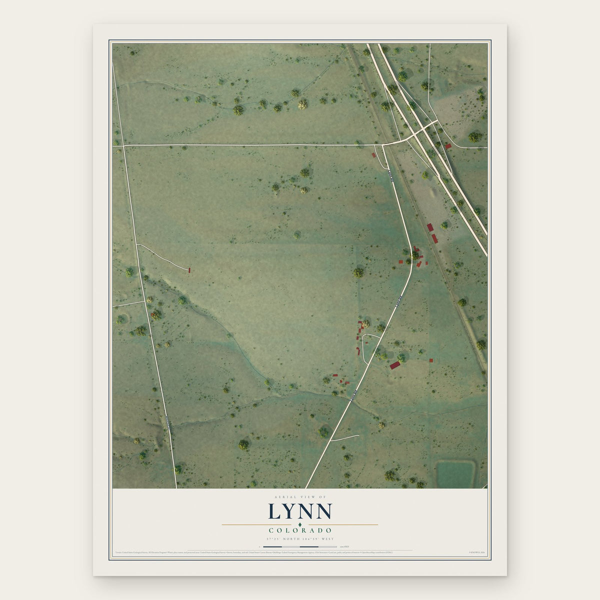 Lynn, Colorado map print, the full design