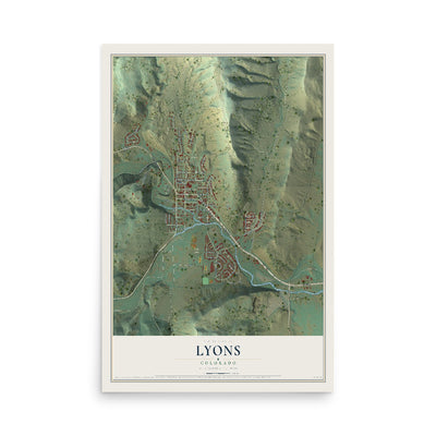 Map of Lyons, Colorado, 12 x 18 inch unframed archival matte print