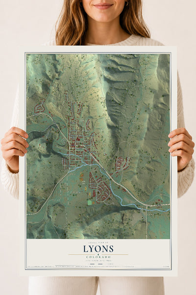 Map of Lyons, Colorado, 18 x 24 inch unframed archival matte print