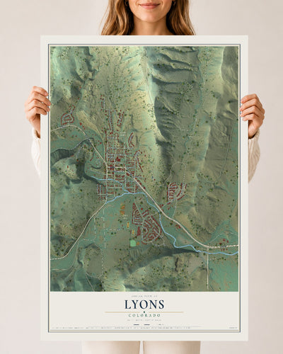 Map of Lyons, Colorado, 24 x 36 inch unframed archival matte print