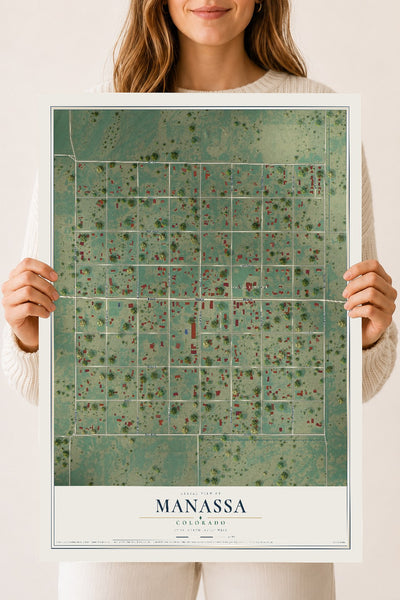 Map of Manassa, Colorado, 18 x 24 inch unframed archival matte print