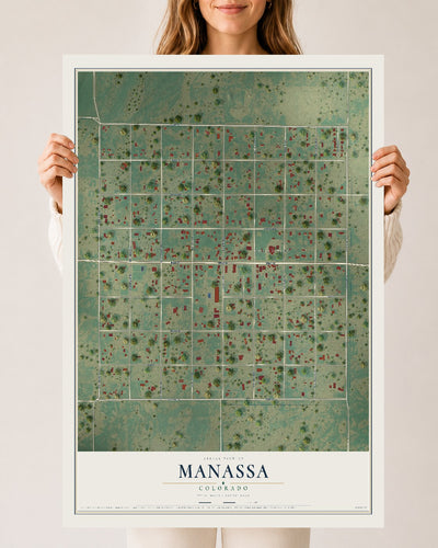 Map of Manassa, Colorado, 24 x 36 inch unframed archival matte print