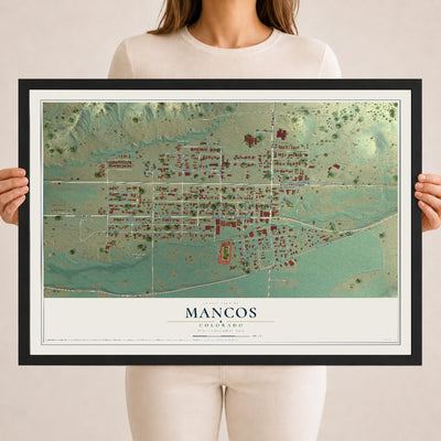 Map of Mancos, Colorado, 18 x 24 inch print in a black wood frame