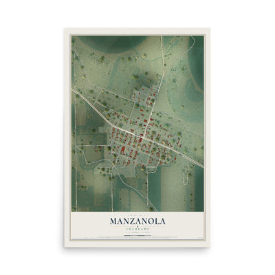 Map of Manzanola, Colorado, 12 x 18 inch unframed archival matte print