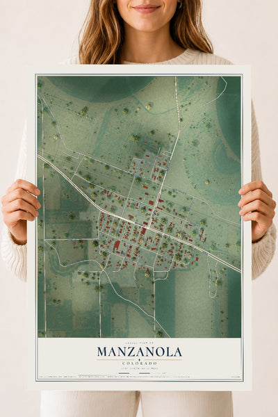 Map of Manzanola, Colorado, 18 x 24 inch unframed archival matte print