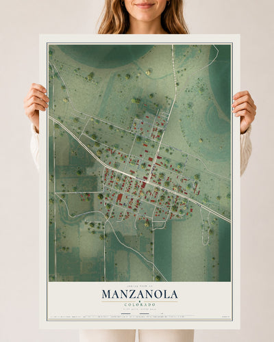 Map of Manzanola, Colorado, 24 x 36 inch unframed archival matte print