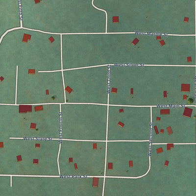 Close-up of the map of Marble, Colorado print showing street and building detail