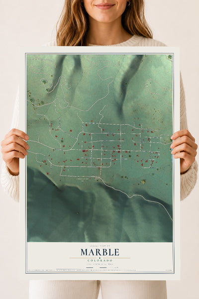 Map of Marble, Colorado, 18 x 24 inch unframed archival matte print