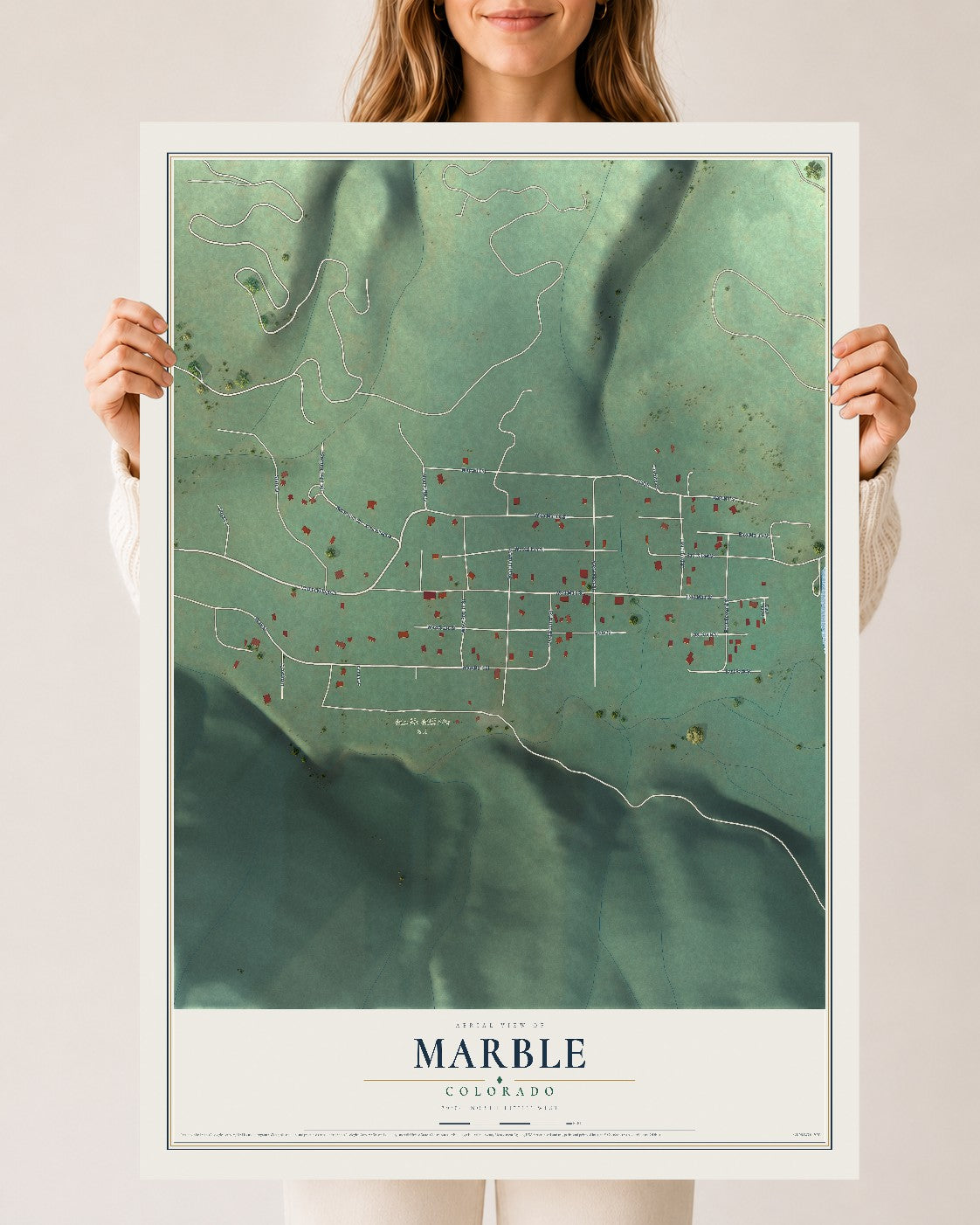 Map of Marble, Colorado, 24 x 36 inch unframed archival matte print