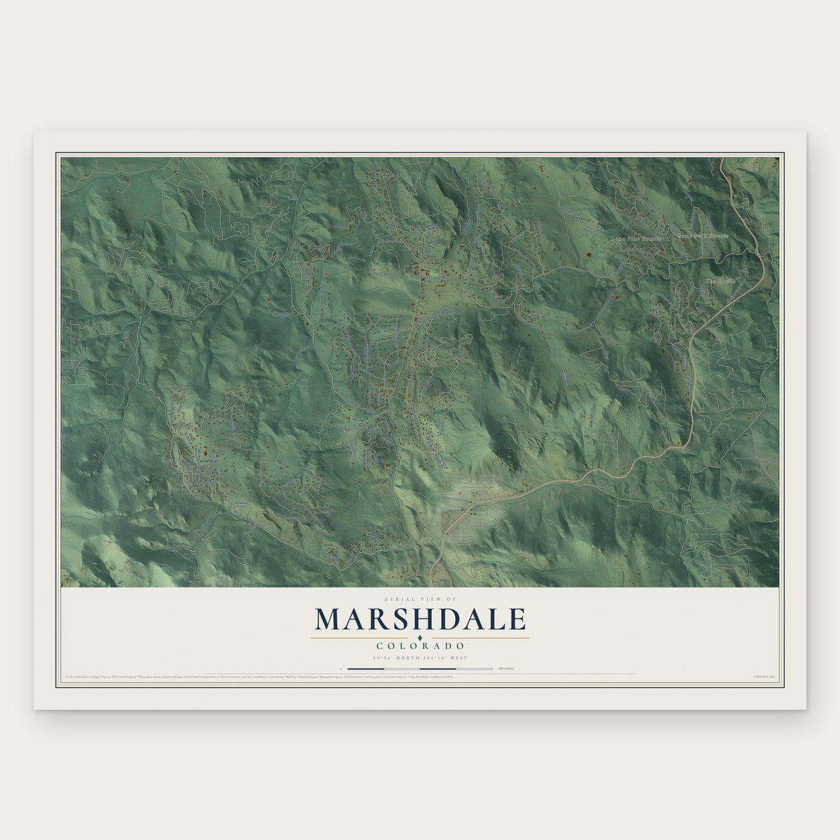 Marshdale, Colorado map print, the full design