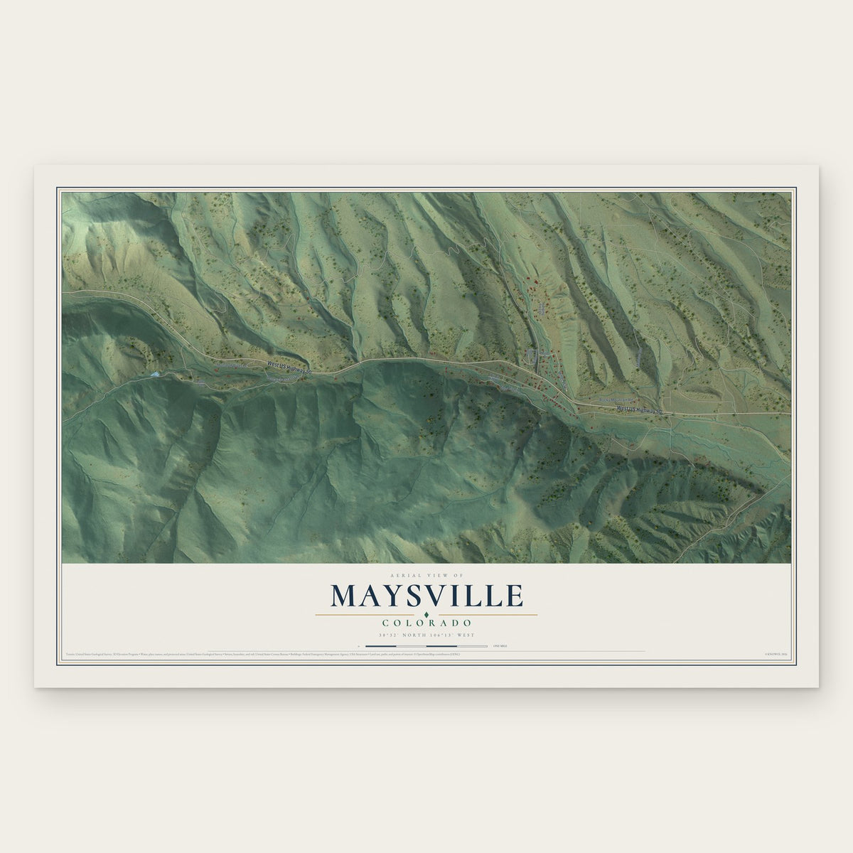 Maysville, Colorado map print, the full design