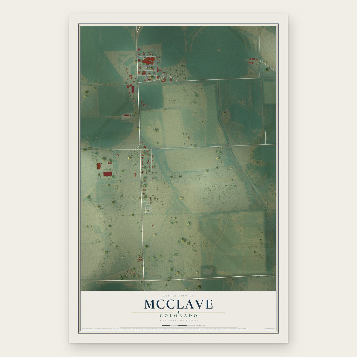 McClave, Colorado map print, the full design