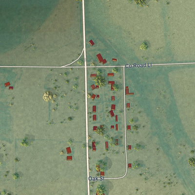 Close-up of the map of McClave, Colorado print showing street and building detail