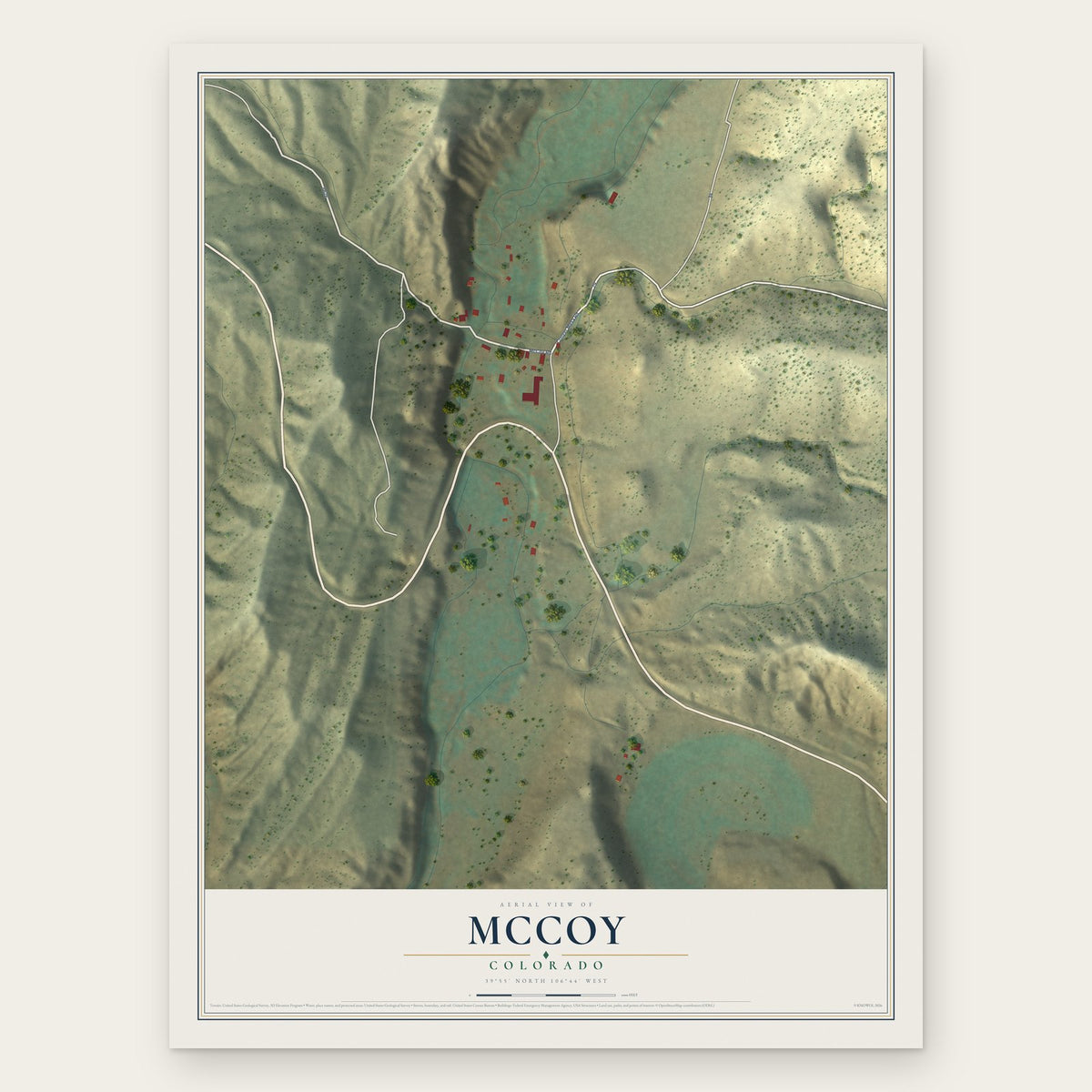 McCoy, Colorado map print, the full design