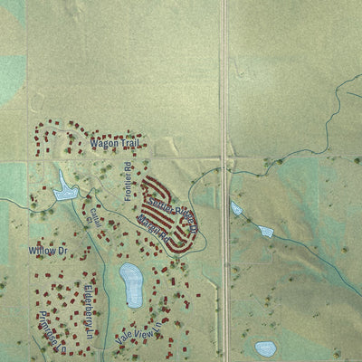 Second close-up of the map of Mead, Colorado print showing more streets and buildings