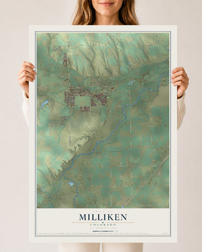 Map of Milliken, Colorado, 24 x 36 inch unframed archival matte print