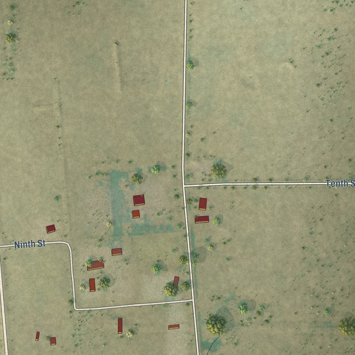 Second close-up of the map of Moffat, Colorado print showing more streets and buildings