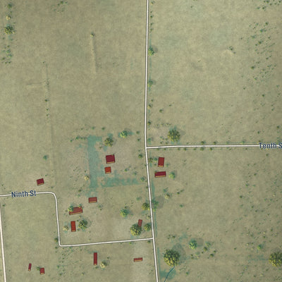 Second close-up of the map of Moffat, Colorado print showing more streets and buildings