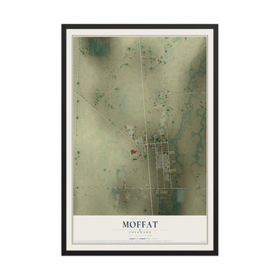 Map of Moffat, Colorado, 12 x 18 inch print in a black wood frame